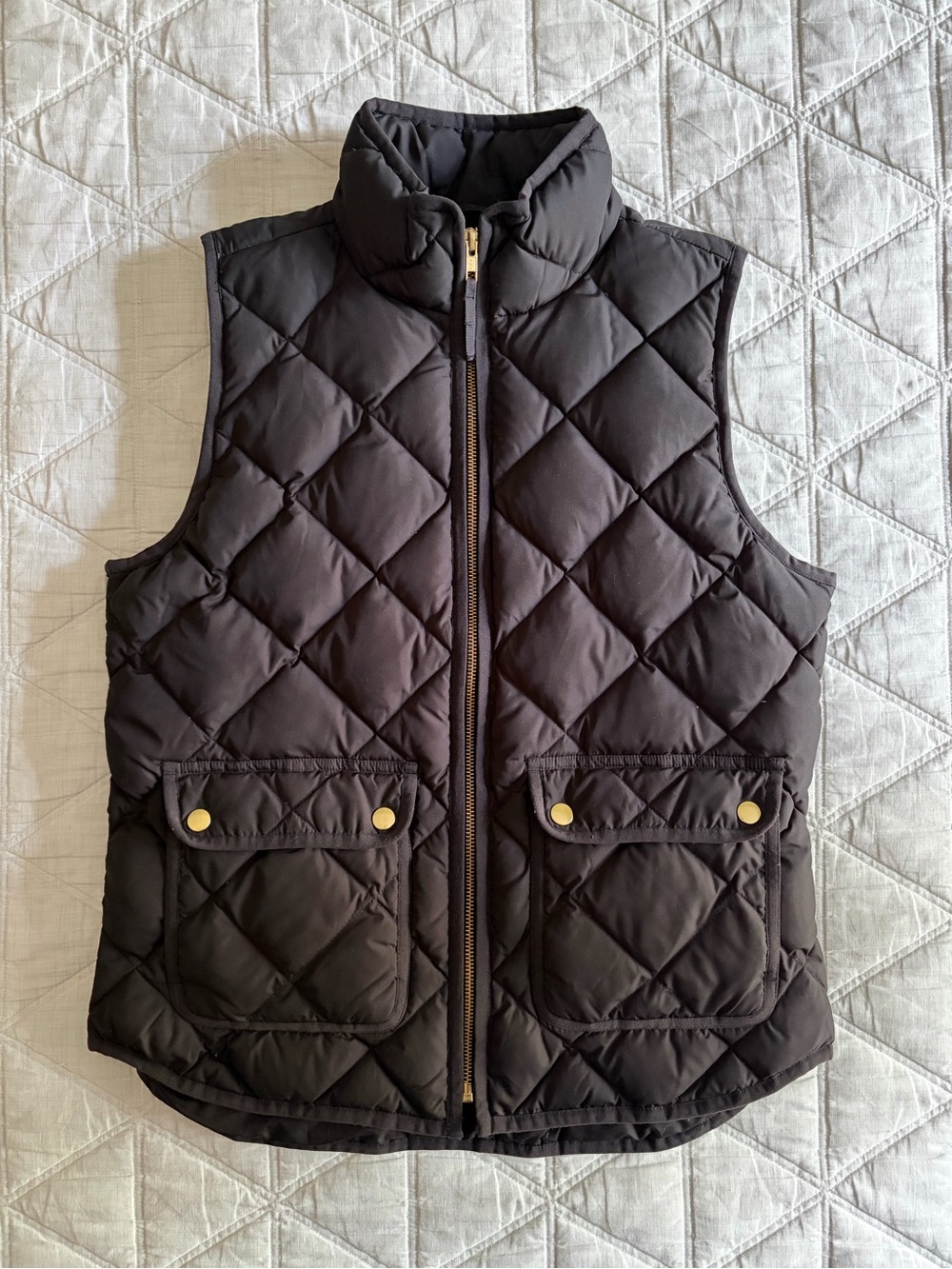 J. Crew Quilted Down Vest in Black